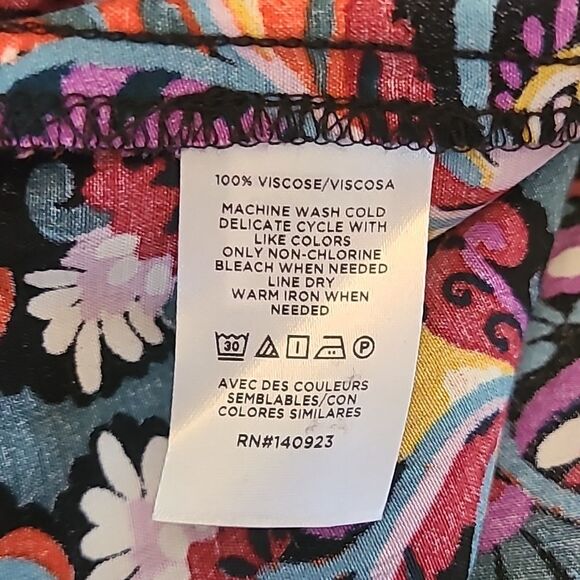 LOFT Floral Button Front Tiered Multicolor Floral Long Sleeve Dress Size XL - Picture 12 of 13